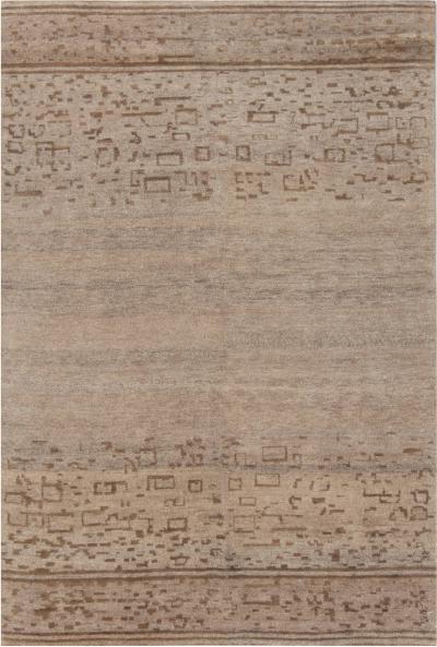 Doris Leslie Blau Collection Geometric Beige and Brown Handmade Hemp Rug