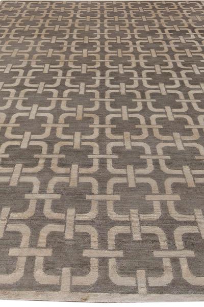 Doris Leslie Blau Collection Geometric Design Gray and Beige Rug