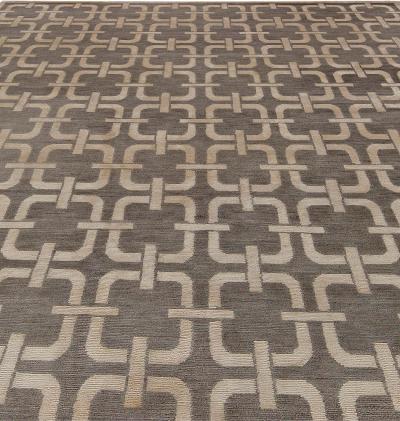 Doris Leslie Blau Collection Geometric Design Gray and Beige Rug