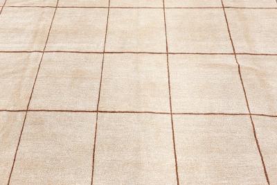 Doris Leslie Blau Collection Geometric Design Silk Rug in beige brown and white