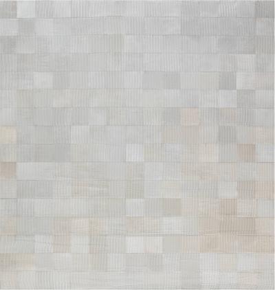 Doris Leslie Blau Collection Geometric Hair on Hide Custom Rug in Pastel Beige