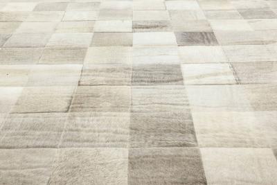 Doris Leslie Blau Collection Geometric Hair on Hide Gray Leather Runner