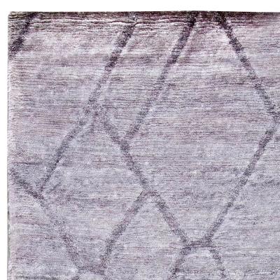 Doris Leslie Blau Collection Geometric Silver Gray Handmade Silk Rug