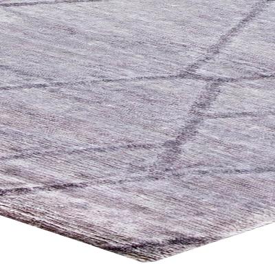 Doris Leslie Blau Collection Geometric Silver Gray Handmade Silk Rug