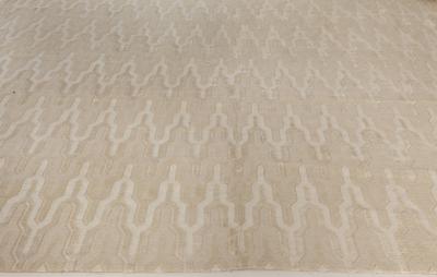 Doris Leslie Blau Collection Global Off White and Beige Hand Knotted Wool Rug