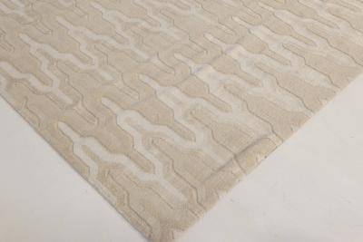Doris Leslie Blau Collection Global Off White and Beige Hand Knotted Wool Rug