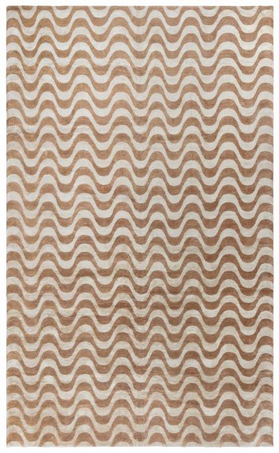Doris Leslie Blau Collection Gold Waves Design Handmade Wool and Silk Rug