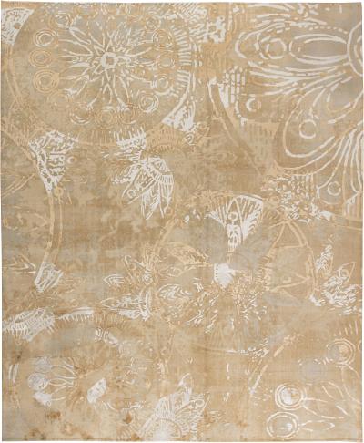 Doris Leslie Blau Collection Golden Beige and Gray Handmade Wool and Silk Rug
