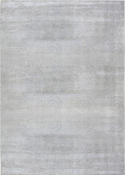 Doris Leslie Blau Collection Handmade Camellia Rug in Ivory Silk