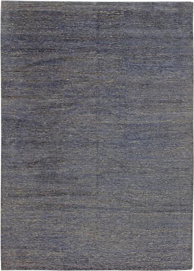 Doris Leslie Blau Collection Hemp and Silk Rug in Indigo and Sky Blue Stripes