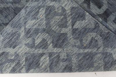 Doris Leslie Blau Collection High Quality Blue Geometric Pashmina Euro Runner