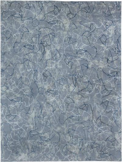 Doris Leslie Blau Collection High Quality Ink Ondulations Handmade Silk Wool Rug