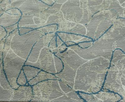 Doris Leslie Blau Collection High Quality Ink Ondulations Handmade Silk Wool Rug