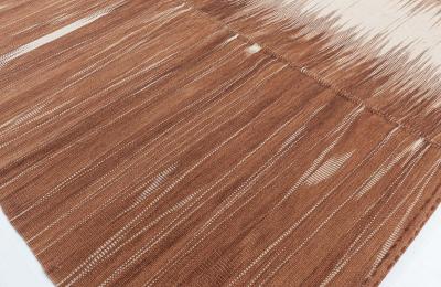 Doris Leslie Blau Collection Honaz Turkish Modern Brown White Kilim Rug