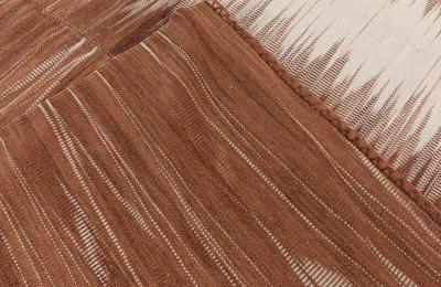 Doris Leslie Blau Collection Honaz Turkish Modern Brown White Kilim Rug