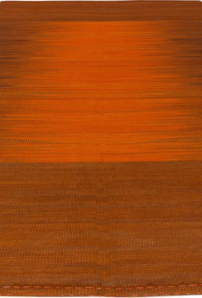Doris Leslie Blau Collection Karatas Turkish Modern Orange Brown Bold Kilim Rug
