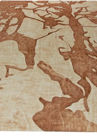 Doris Leslie Blau Collection Modern Abstract Brown Beige Handmade Wool Rug