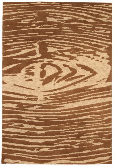 Doris Leslie Blau Collection Modern Abstract Whirl Brown Handmade Wool Rug