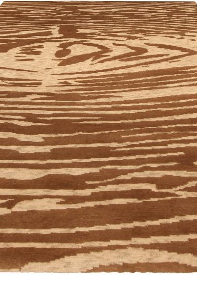 Doris Leslie Blau Collection Modern Abstract Whirl Brown Handmade Wool Rug