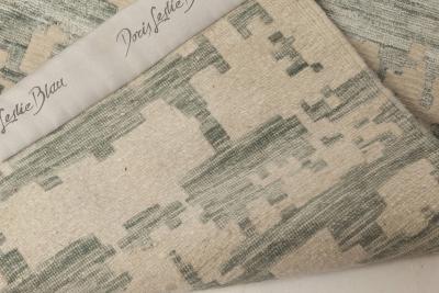 Doris Leslie Blau Collection Modern Aqua Element Rug in Green and Beige