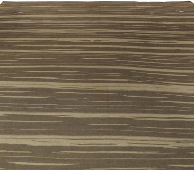 Doris Leslie Blau Collection Modern Brown Striped Handmade Wool Rug