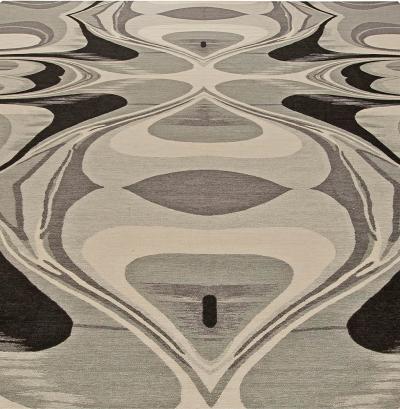 Doris Leslie Blau Collection Modern Cyclone Flat Weave Rug in Beige and Gray