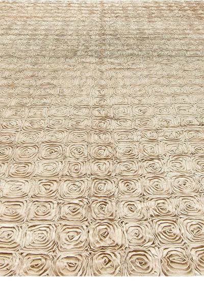 Doris Leslie Blau Collection Modern Floral Rose Gold Handcrafted Carpet
