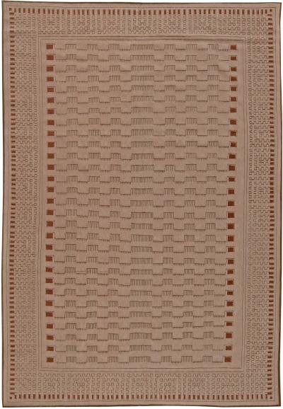 Doris Leslie Blau Collection Modern Geometric Aubusson Style Beige Wool Rug