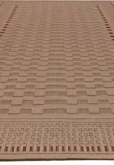 Doris Leslie Blau Collection Modern Geometric Aubusson Style Beige Wool Rug