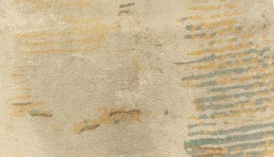 Doris Leslie Blau Collection Modern Gold Blue Gray Hand Knotted Wool Silk Runner