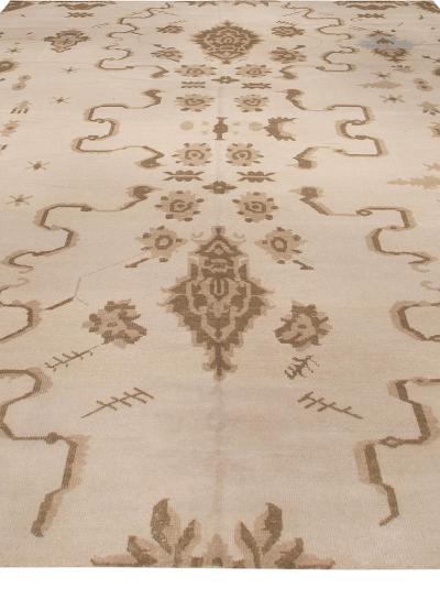Doris Leslie Blau Collection Modern Oushak Beige Brown Handmade Wool Rug