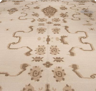 Doris Leslie Blau Collection Modern Oushak Beige Brown Handmade Wool Rug