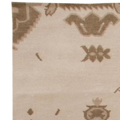 Doris Leslie Blau Collection Modern Oushak Beige Brown Handmade Wool Rug
