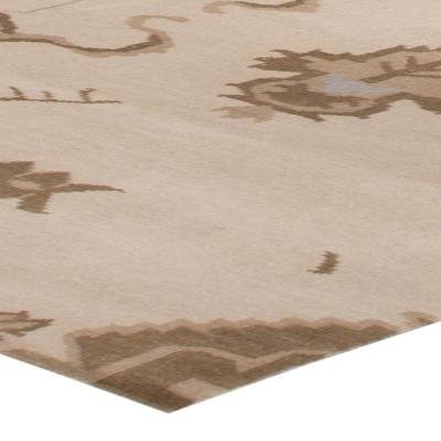 Doris Leslie Blau Collection Modern Oushak Beige Brown Handmade Wool Rug