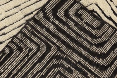 Doris Leslie Blau Collection Modern Quagmire Black and White Geometric Wool Rug