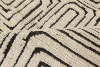 Doris Leslie Blau Collection Modern Quagmire Black and White Geometric Wool Rug