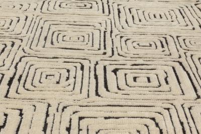 Doris Leslie Blau Collection Modern Quagmire Black and White Geometric Wool Rug