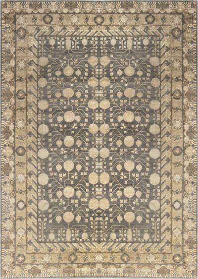 Doris Leslie Blau Collection Modern Samarkand Style Blue Beige Gold Handmade Rug