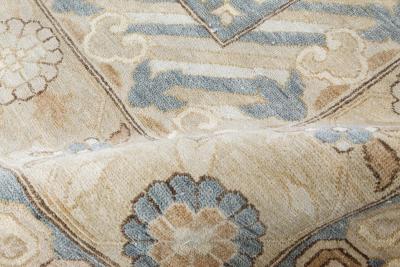 Doris Leslie Blau Collection Modern Samarkand Style Blue Beige Gold Handmade Rug