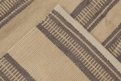 Doris Leslie Blau Collection Modern Striped Beige Brown Handmade Wool Rug