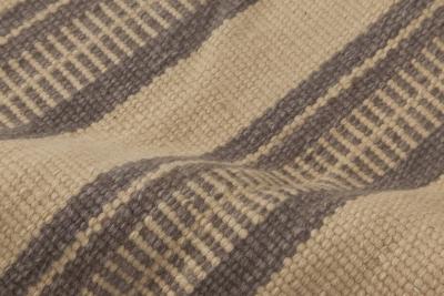 Doris Leslie Blau Collection Modern Striped Beige Brown Handmade Wool Rug
