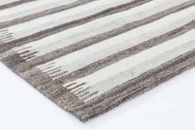 Doris Leslie Blau Collection Modern Striped Gray Anthracite Flat Weave Wool Rug