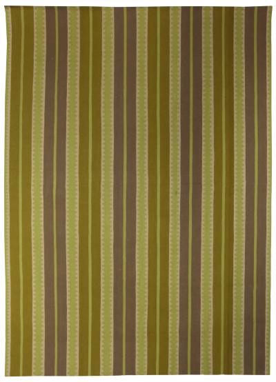 Doris Leslie Blau Collection Modern Striped Sundance Green Handmade Wool Rug