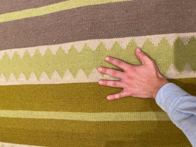 Doris Leslie Blau Collection Modern Striped Sundance Green Handmade Wool Rug