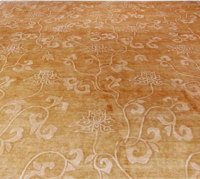 Doris Leslie Blau Collection Modern Surface Subtly Floral Brown Beige Silk Rug