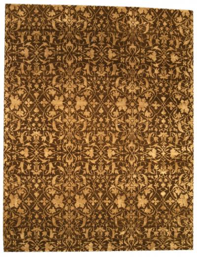 Doris Leslie Blau Collection Modern Tibetan Beige Brown Silk Wool Rug S7