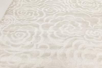 Doris Leslie Blau Collection Modern White Flower Hand Knotted Silk Runner