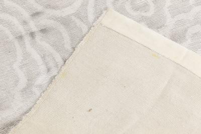 Doris Leslie Blau Collection Modern White Flower Hand Knotted Silk Runner