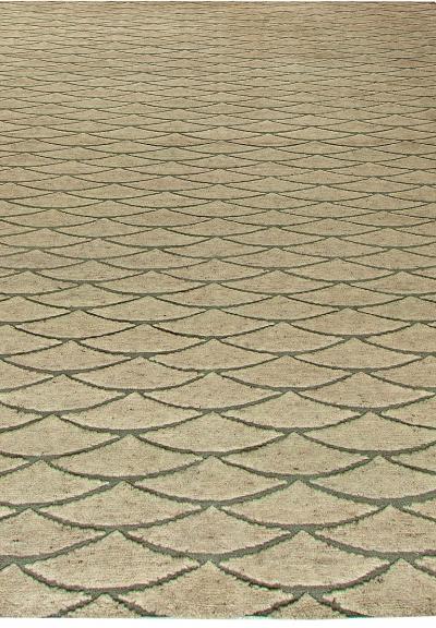 Doris Leslie Blau Collection Moroccan Geometric Beige Brown Handmade Wool Rug