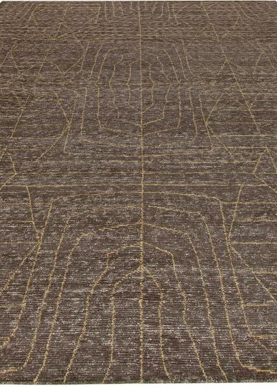 Doris Leslie Blau Collection Moroccan Tribal Design Brown Handmade Wool Rug